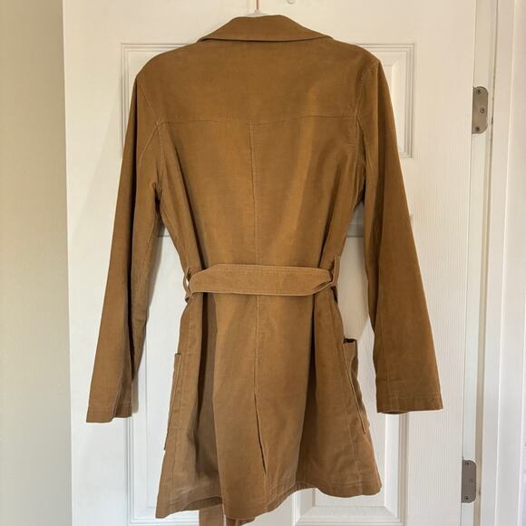Anchor Blue Camel Brown Corduroy Blazer Trench Coat Medium - Picture 3 of 4